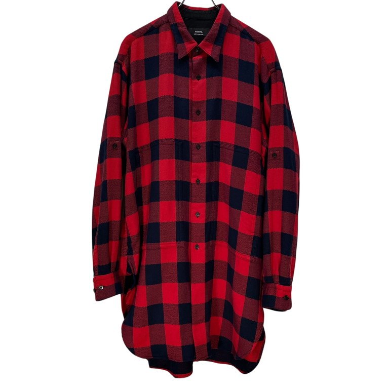 ensou. Red Cotton Flannel Check Long Sleeve Shirt Size L