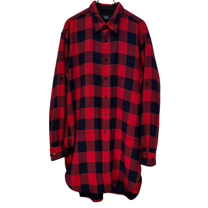 ensou. Red Cotton Flannel Check Long Sleeve Shirt Size L