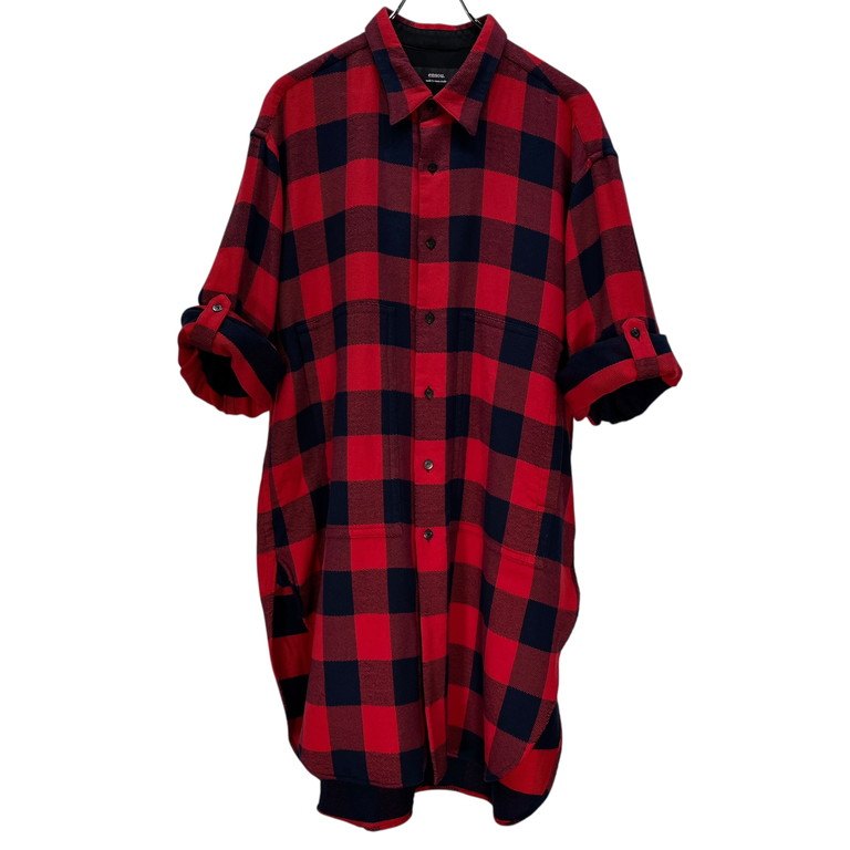 ensou. Red Cotton Flannel Check Long Sleeve Shirt Size L