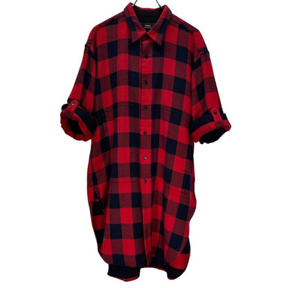 ensou. Red Cotton Flannel Check Long Sleeve Shirt Size L