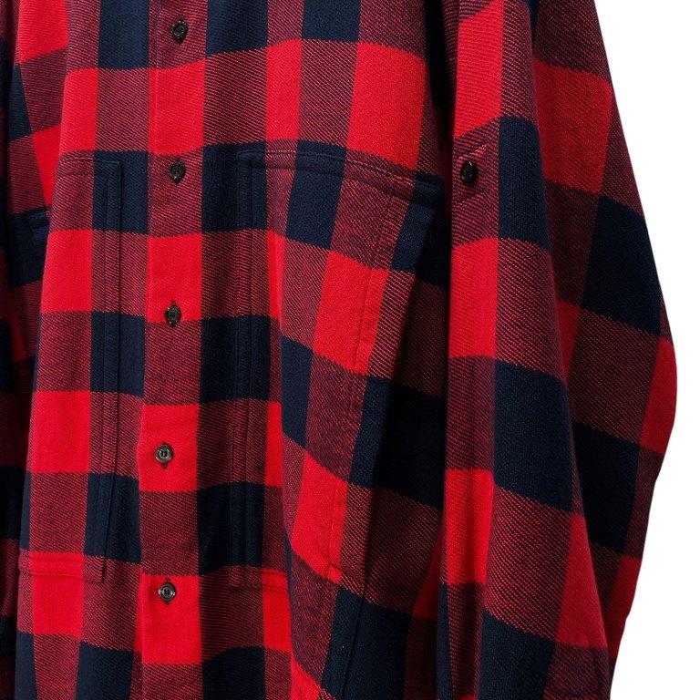 ensou. Red Cotton Flannel Check Long Sleeve Shirt Size L