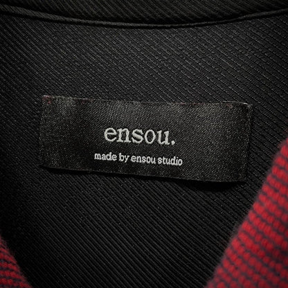 ensou. Red Cotton Flannel Check Long Sleeve Shirt Size L