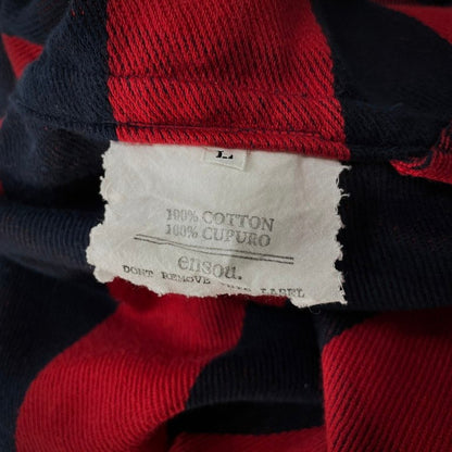 ensou. Red Cotton Flannel Check Long Sleeve Shirt Size L