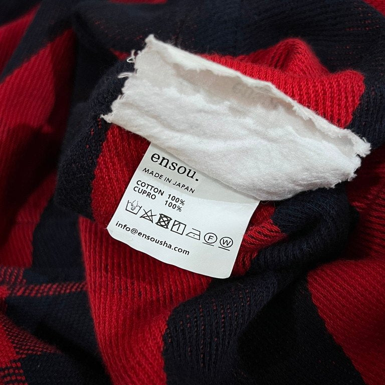 ensou. Red Cotton Flannel Check Long Sleeve Shirt Size L