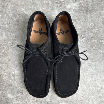 GEORGE COX Suede Wallabee Boots Black Size 7.5