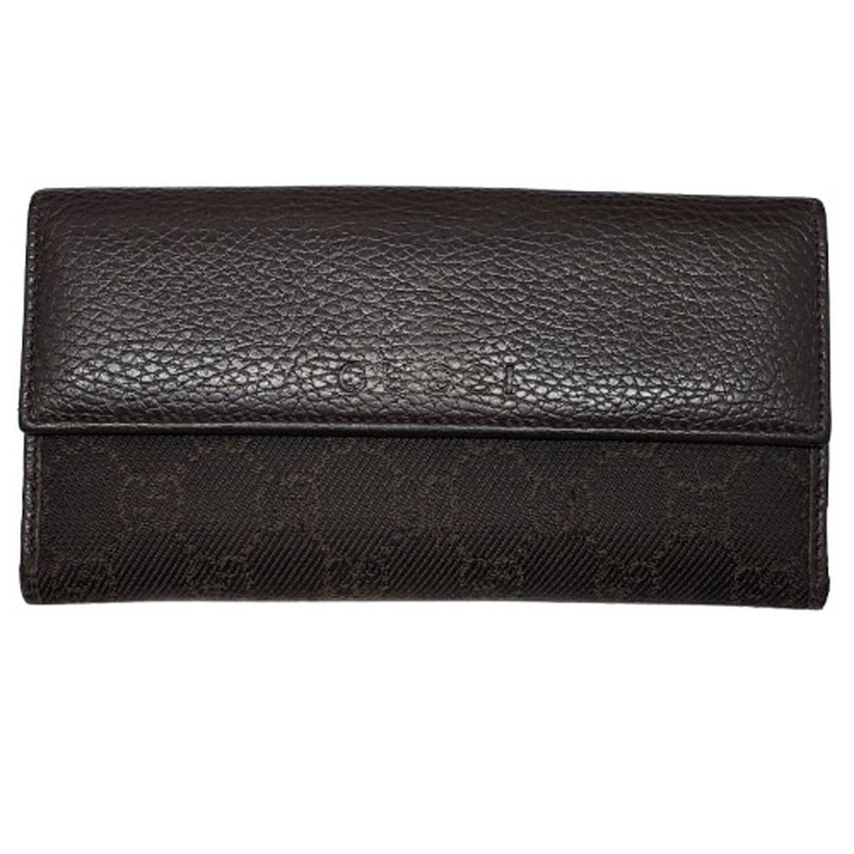 Gucci GG Canvas Leather Long Wallet Brown