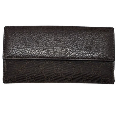 Gucci GG Canvas Leather Long Wallet Brown