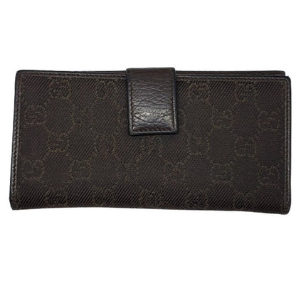 Gucci GG Canvas Leather Long Wallet Brown