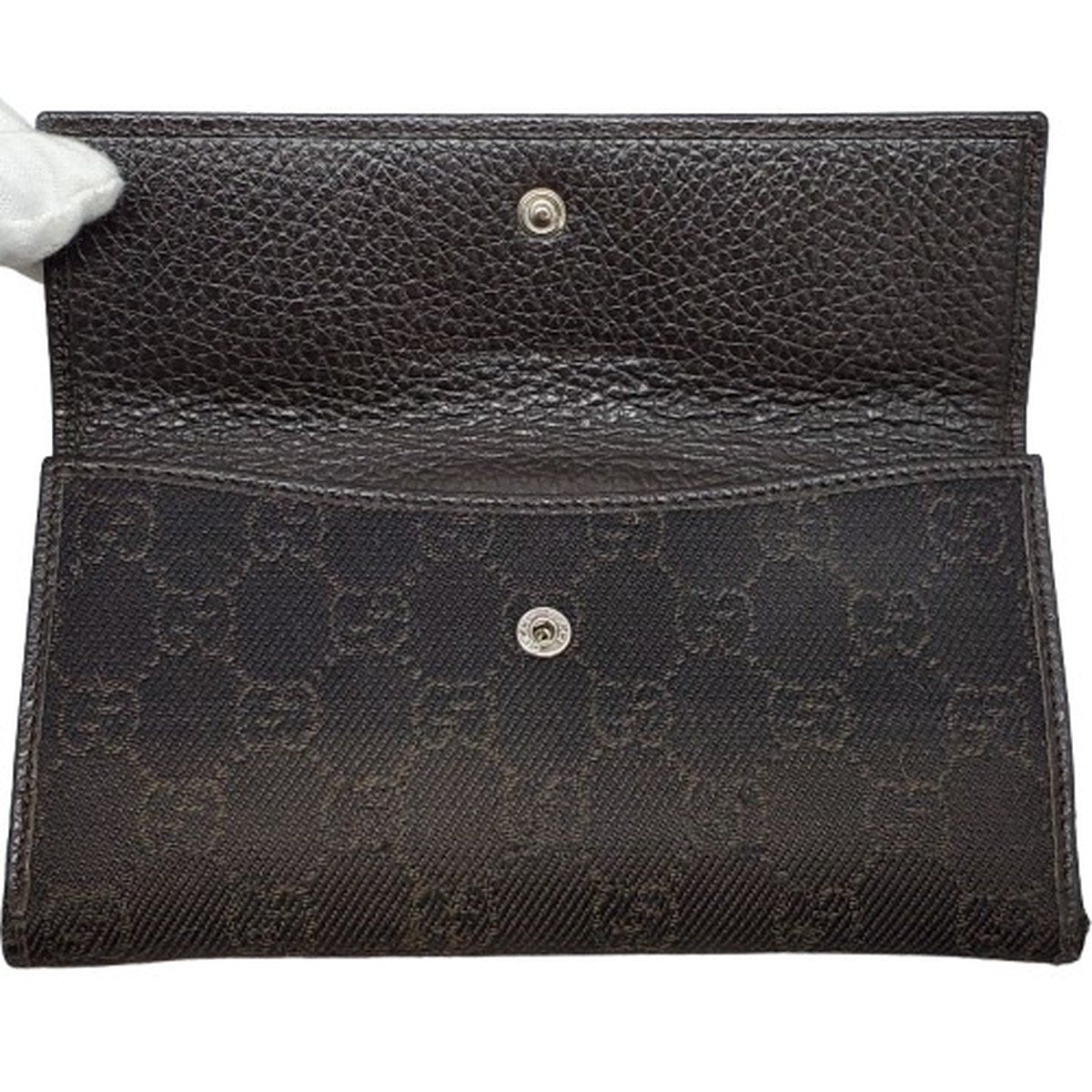 Gucci GG Canvas Leather Long Wallet Brown