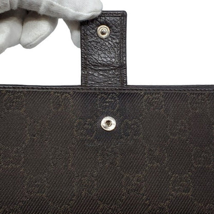 Gucci GG Canvas Leather Long Wallet Brown