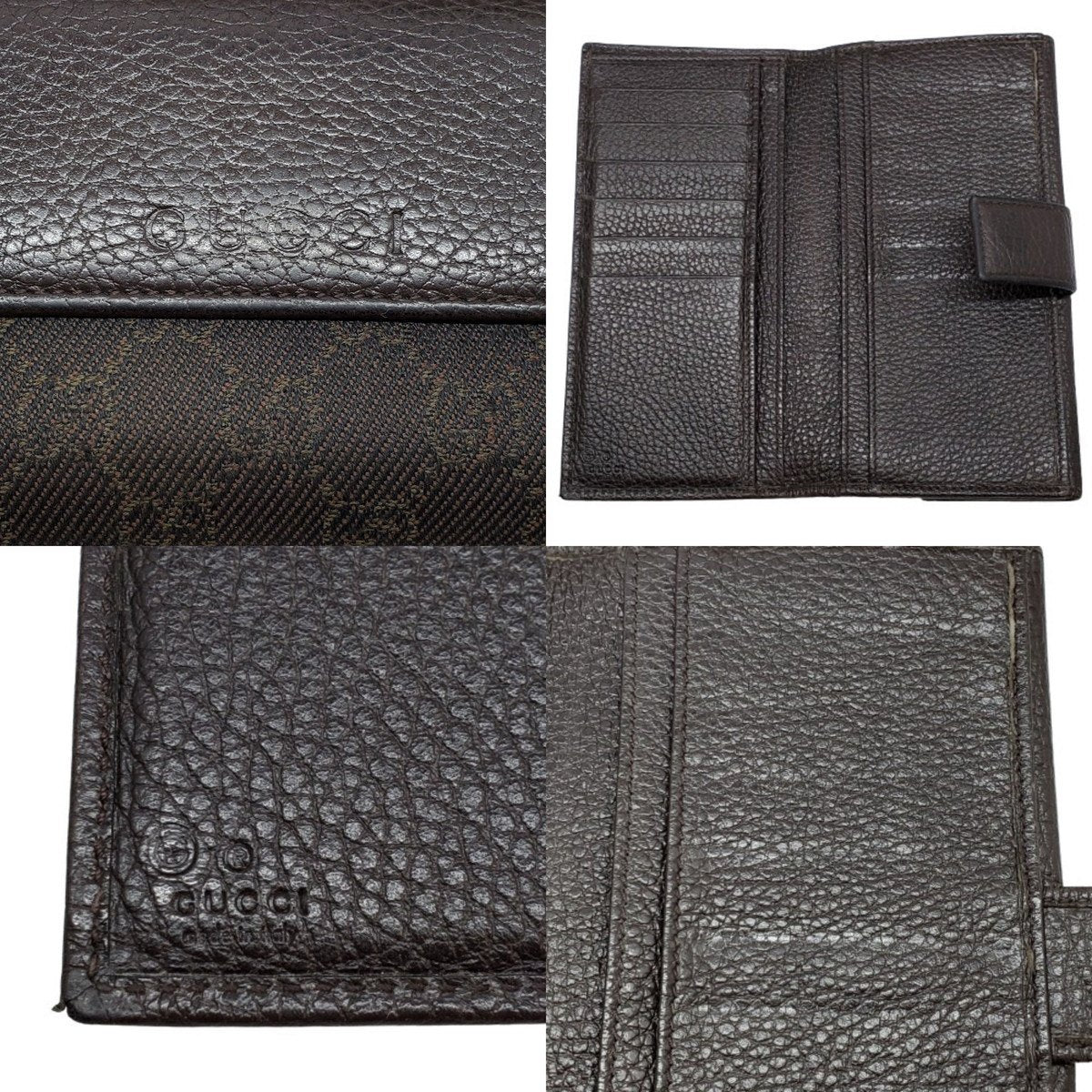 Gucci GG Canvas Leather Long Wallet Brown