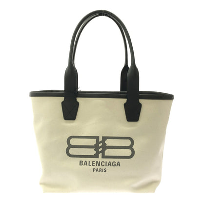 Balenciaga White Canvas Jumbo Logo S Tote Bag