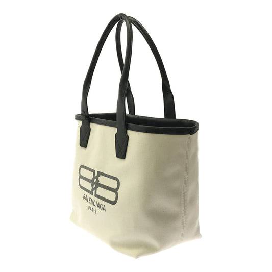 Balenciaga White Canvas Jumbo Logo S Tote Bag
