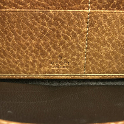 GUCCI Brown Bamboo Guccissima Round Zip Wallet Size ONE SIZE