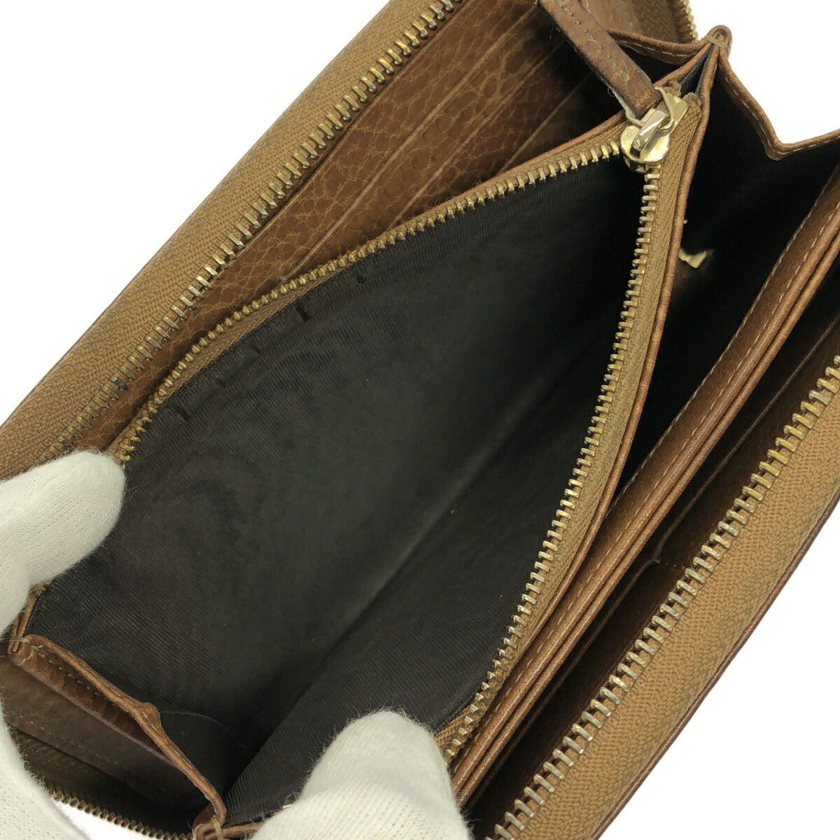 GUCCI Brown Bamboo Guccissima Round Zip Wallet Size ONE SIZE