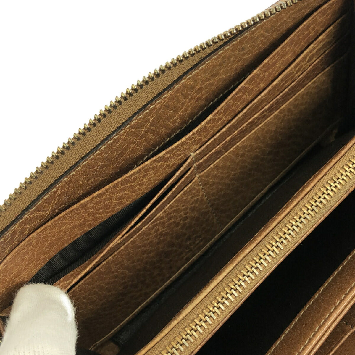 GUCCI Brown Bamboo Guccissima Round Zip Wallet Size ONE SIZE