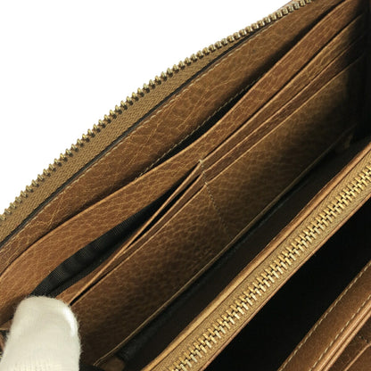 GUCCI Brown Bamboo Guccissima Round Zip Wallet Size ONE SIZE