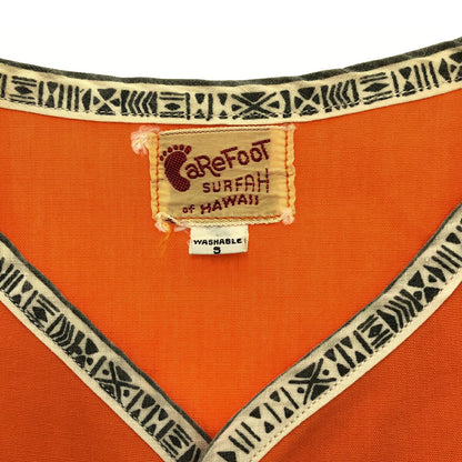 BaReFOOT 60s/70s Surfah Hawaii No Collar Shirt Orange Size S