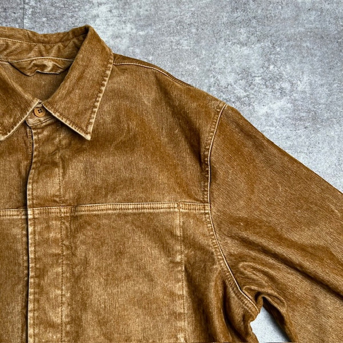 DIESEL Jogg Jeans Flocked Sweat Denim Jacket Brown Size L