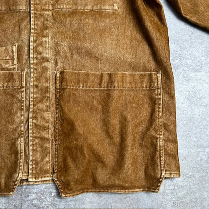 DIESEL Jogg Jeans Flocked Sweat Denim Jacket Brown Size L