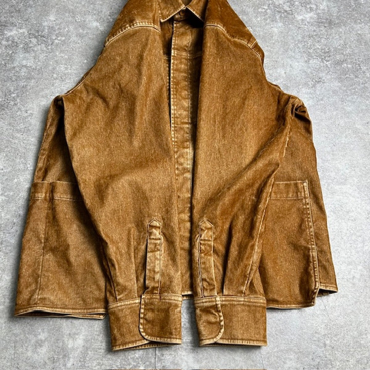 DIESEL Jogg Jeans Flocked Sweat Denim Jacket Brown Size L