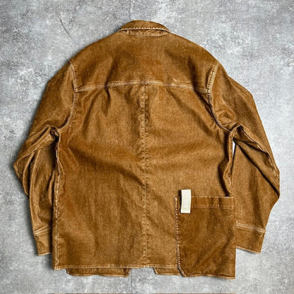 DIESEL Jogg Jeans Flocked Sweat Denim Jacket Brown Size L
