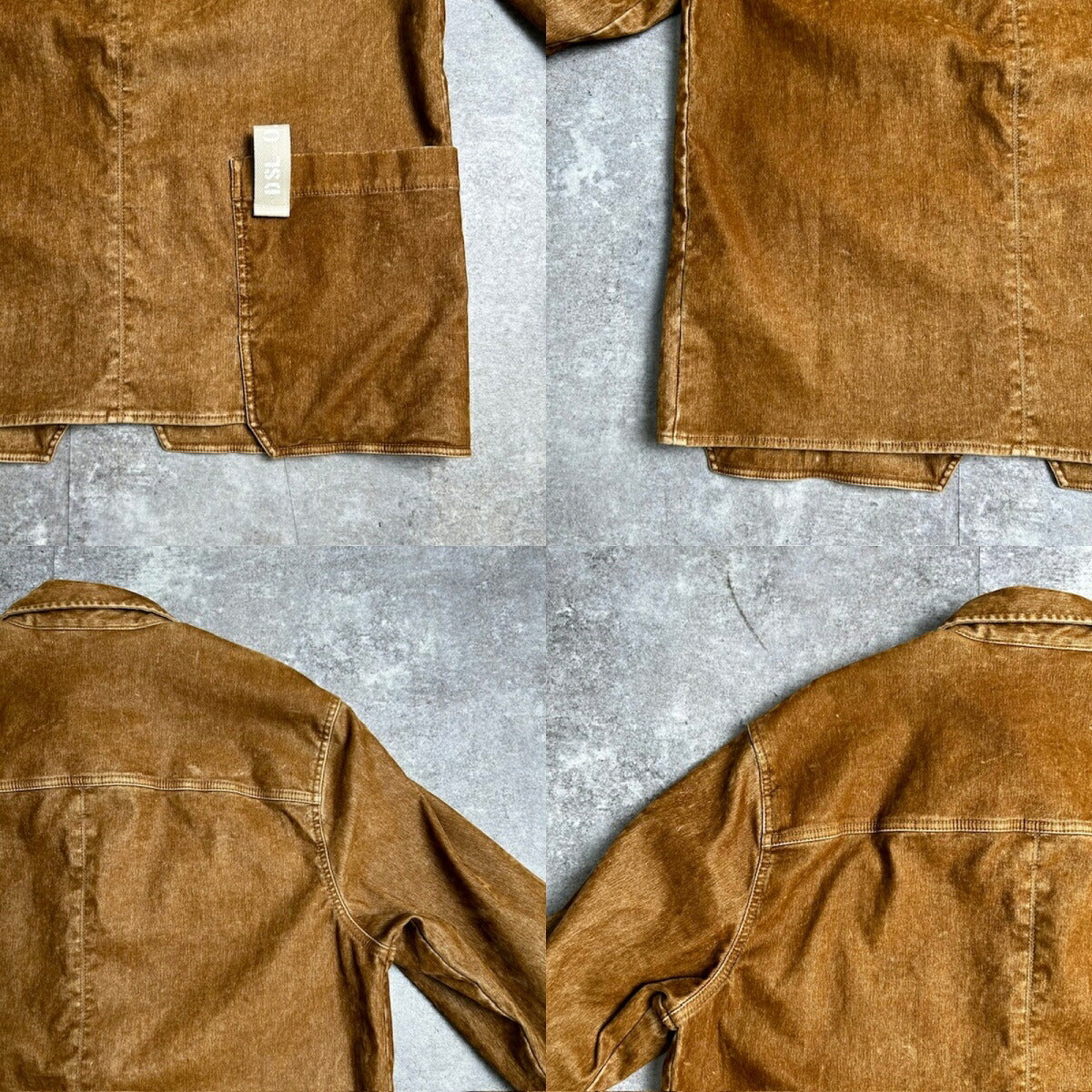 DIESEL Jogg Jeans Flocked Sweat Denim Jacket Brown Size L