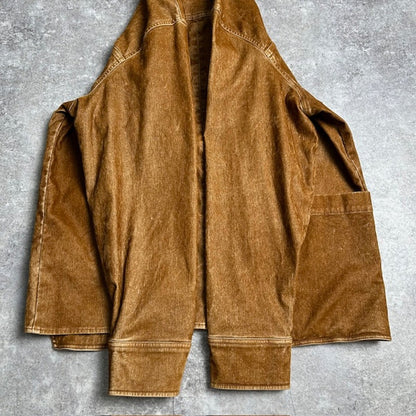 DIESEL Jogg Jeans Flocked Sweat Denim Jacket Brown Size L