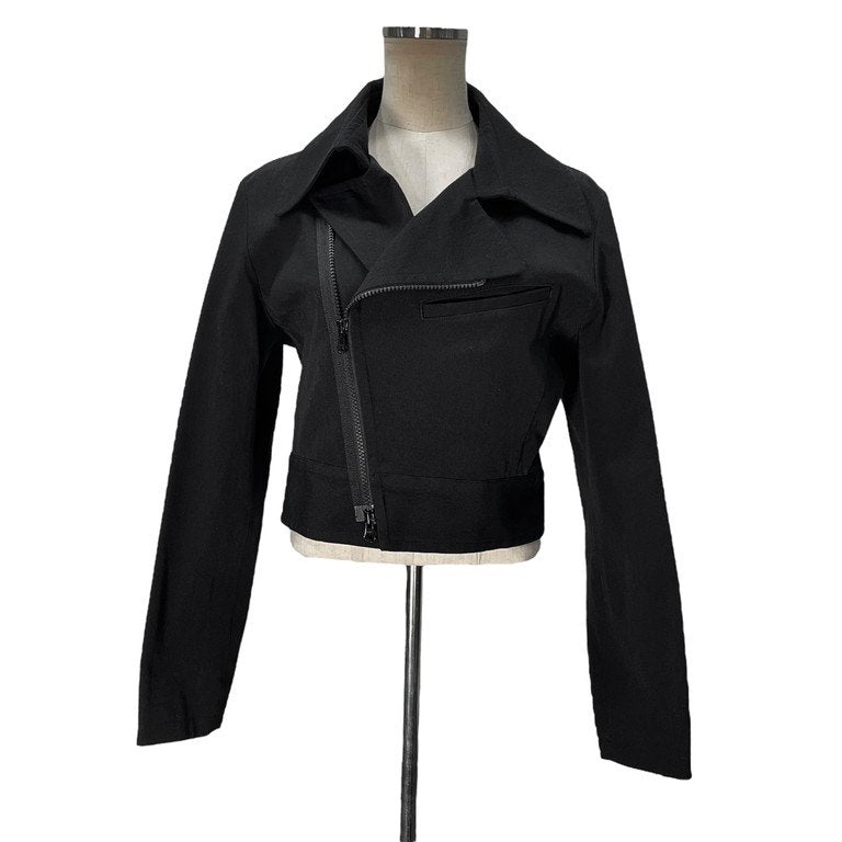 LIMI feu Wool Serge Double Rider Leather Jacket Black Size S