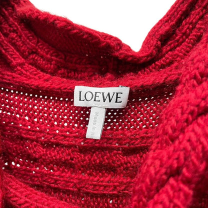 LOEWE 21SS Red Fringe Cable Knit Vest Wool Size M