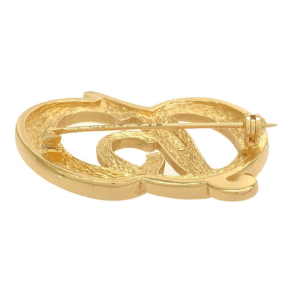 Christian Dior Gold CD Stone Brooch