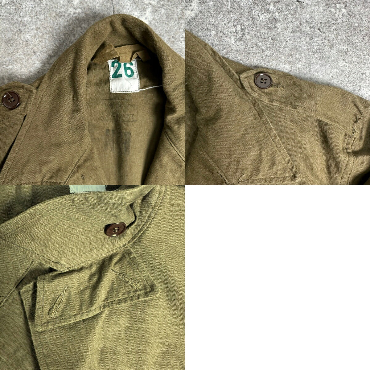 HBT 50s 60s French Army M-47 HBT Field Jacket Brown Size 26