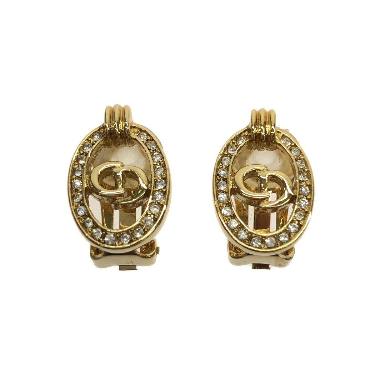 Christian Dior Gold Simple Logo Earrings