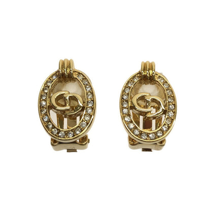 Christian Dior Gold Simple Logo Earrings