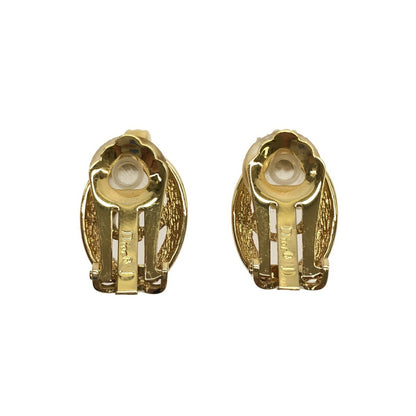 Christian Dior Gold Simple Logo Earrings