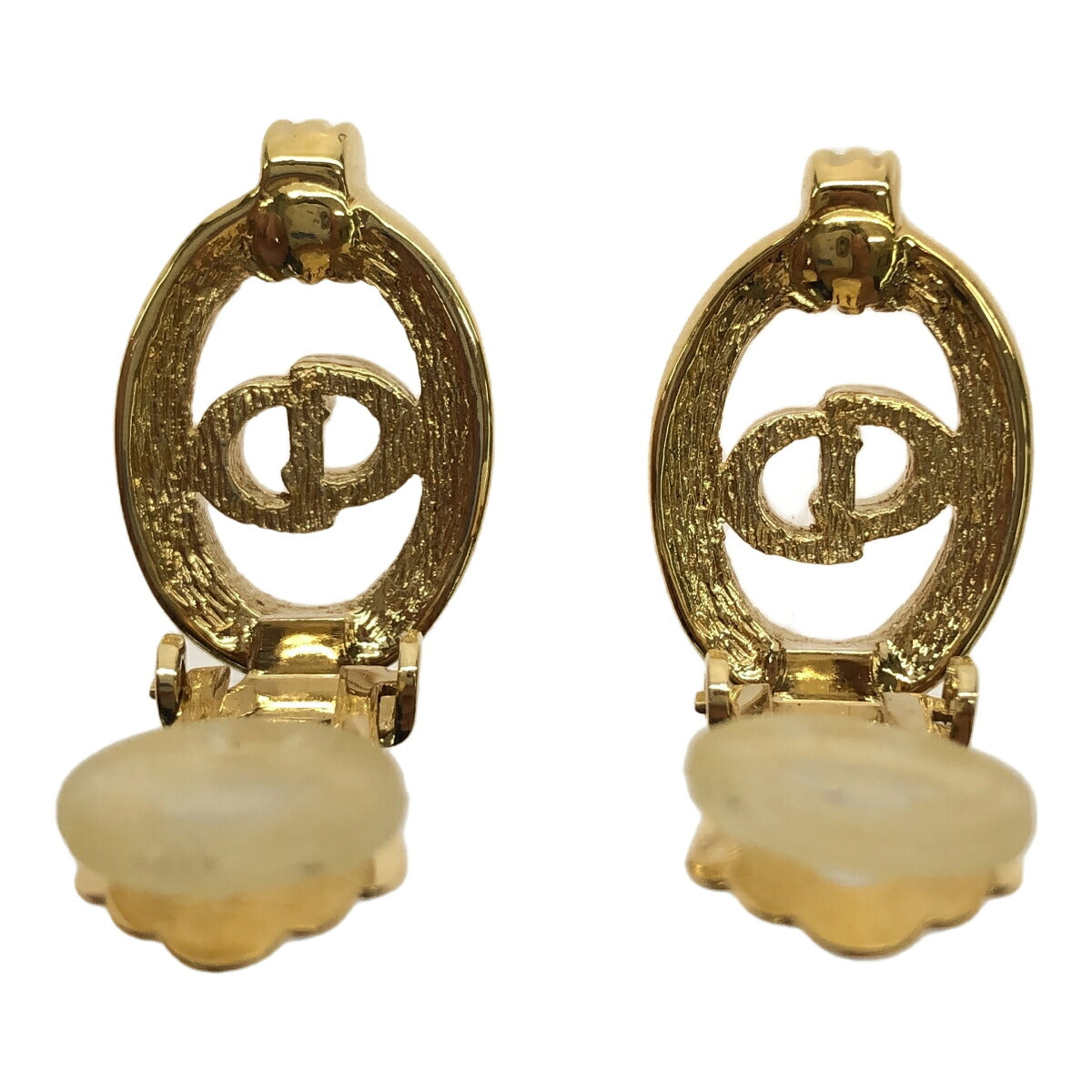 Christian Dior Gold Simple Logo Earrings