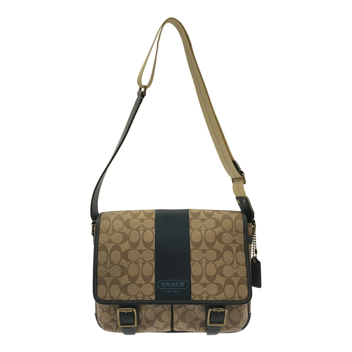 Coach Heritage Stripe Leather Shoulder Bag