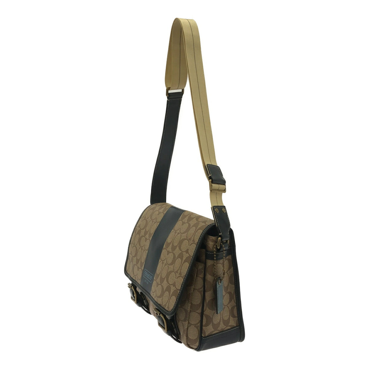 Coach Heritage Stripe Leather Shoulder Bag
