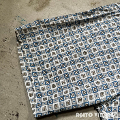 TOWN TOPIC 60s Printed Cotton Shirt Deadstock Blue Size S