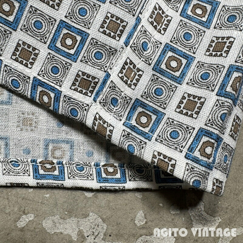 TOWN TOPIC 60s Printed Cotton Shirt Deadstock Blue Size S