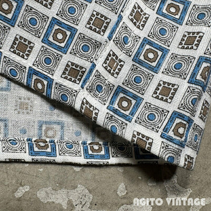 TOWN TOPIC 60s Printed Cotton Shirt Deadstock Blue Size S