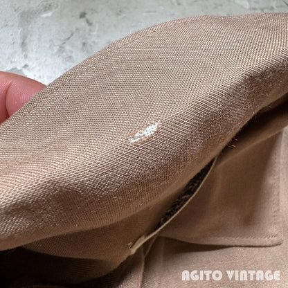 Di Lido 60s NOS Rayon Emblem Embroidered Shirt Beige Size S