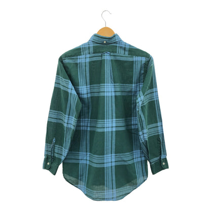 VAN HEUSEN 60s 3-Point Button Check Shirt Green Size S