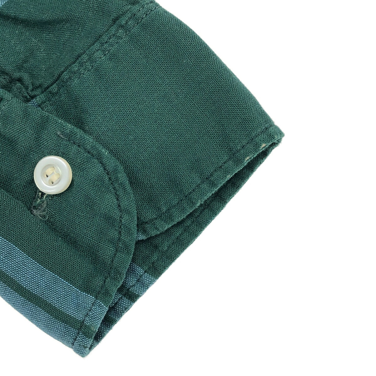 VAN HEUSEN 60s 3-Point Button Check Shirt Green Size S