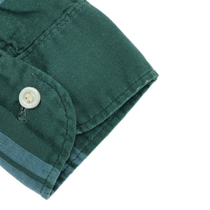 VAN HEUSEN 60s 3-Point Button Check Shirt Green Size S