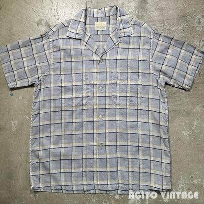 VAN HEUSEN 60s Sheer Open Collar Check Shirt Multi Size M