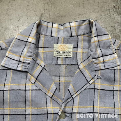 VAN HEUSEN 60s Sheer Open Collar Check Shirt Multi Size M