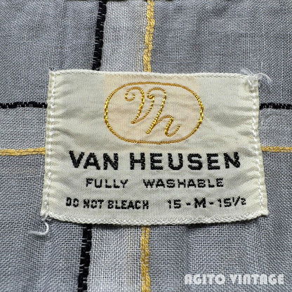VAN HEUSEN 60s Sheer Open Collar Check Shirt Multi Size M