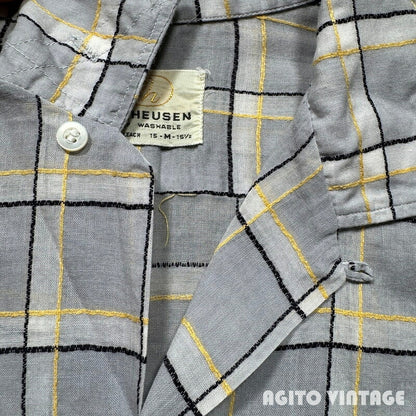 VAN HEUSEN 60s Sheer Open Collar Check Shirt Multi Size M
