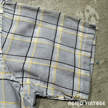 VAN HEUSEN 60s Sheer Open Collar Check Shirt Multi Size M